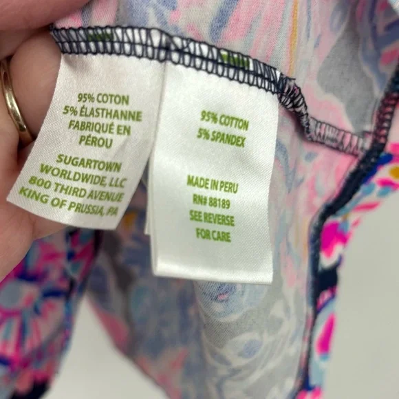 Lilly Pulitzer Billie high tide turtle print Halter Neck tank Top Large Ruffle - Picture 7 of 10